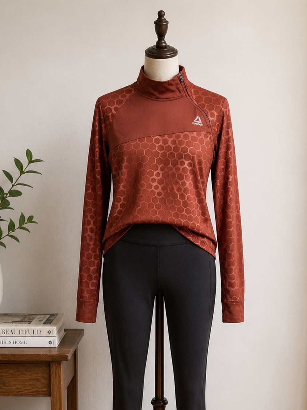 Reebok Speedwick Rust Honeycomb Quarter Zip Running Top Women's Size Small